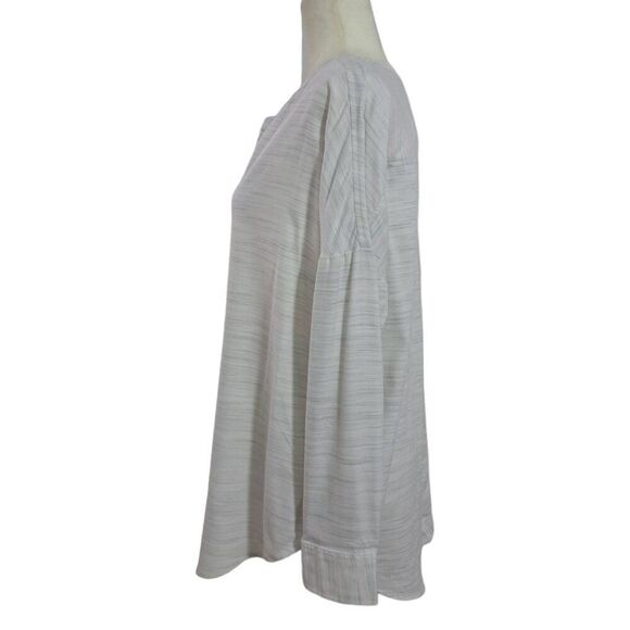 Loft Women's Long Sleeve Heather Grey Ivory Button Up Relax Fit Office Sz Small - Picture 4 of 7